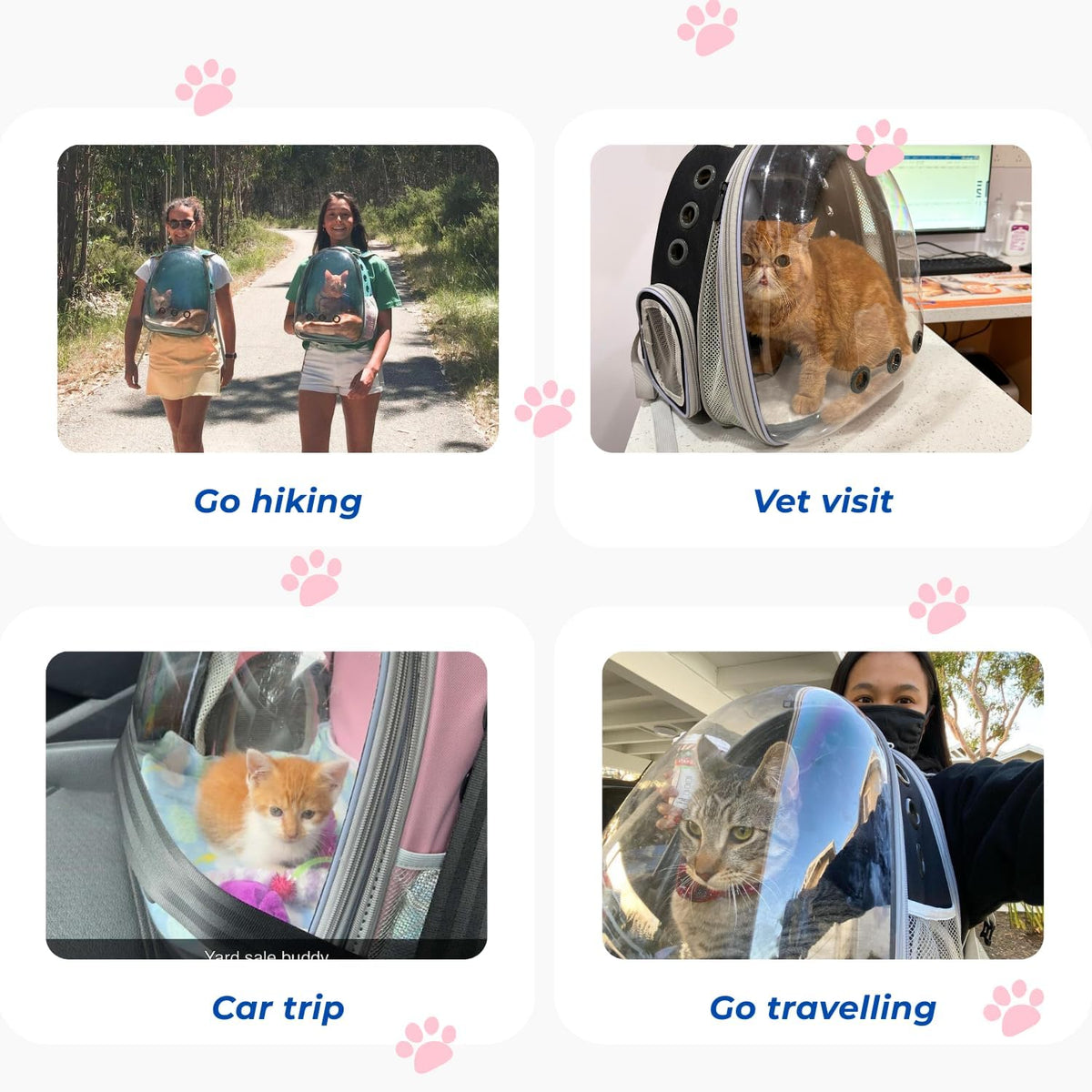 Lollimeow Expandable Bubble Cat Carrier Backpack, Supports up to 16 lbs