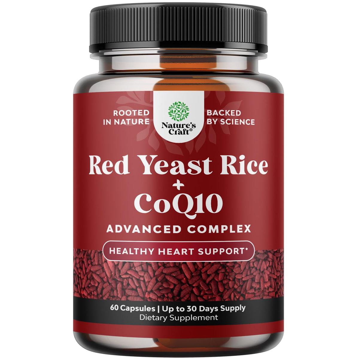 Red Yeast Rice with CoQ10 Supplement - Healthy Heart Support - 120 Ct | Red Yeast Rice 1200 mg - Advanced Complex for Energy & Antioxidant Support - GMP - Third Party Tested – 60 Servings