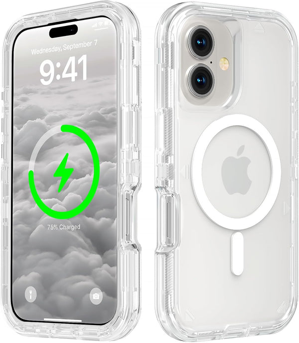 Follaroma Magnetic for iPhone 16 Plus Case, Heavy Duty Phone Cases, Clear