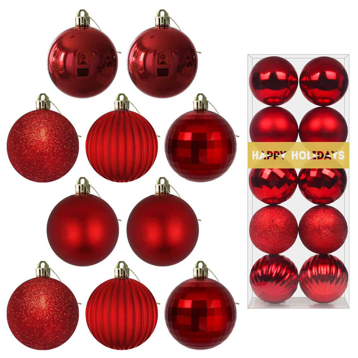 White 4.0" Large Christmas Balls - Christmas Tree Decoration Ornaments Shatterproof Hanging Balls for Birthday Halloween Holiday Wedding Decorations Set of 4pcs