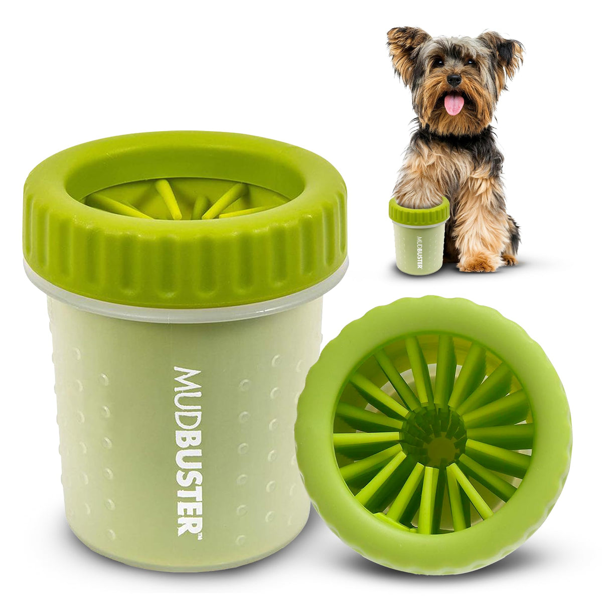 Dexas MudBuster Large Dog Paw Cleaner, Matte Black, Fits 2.5"-3.5" Wide Paws, Gentle Silicone Bristles for Quick, Easy Cleaning