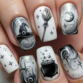 Pink Halloween Press on Nails Long Coffin Fake Nails Cute Ghost Bat Spider Web Design Glossy Acrylic Nails Reusable Stick on Nails Full Cover Artificial Nails Halloween Costume Party Daily Nail Decor