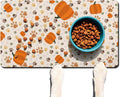 Fall Pumpkin Dog Food & Water Mat, Paw Prints Autumn Pet Feeding Mat for Floor Non-Slip Waterproof, Super Absorbent Cat Bowl Mat, Easy to Clean Eco-Friendly Durable Pet Placemat,12" × 20"