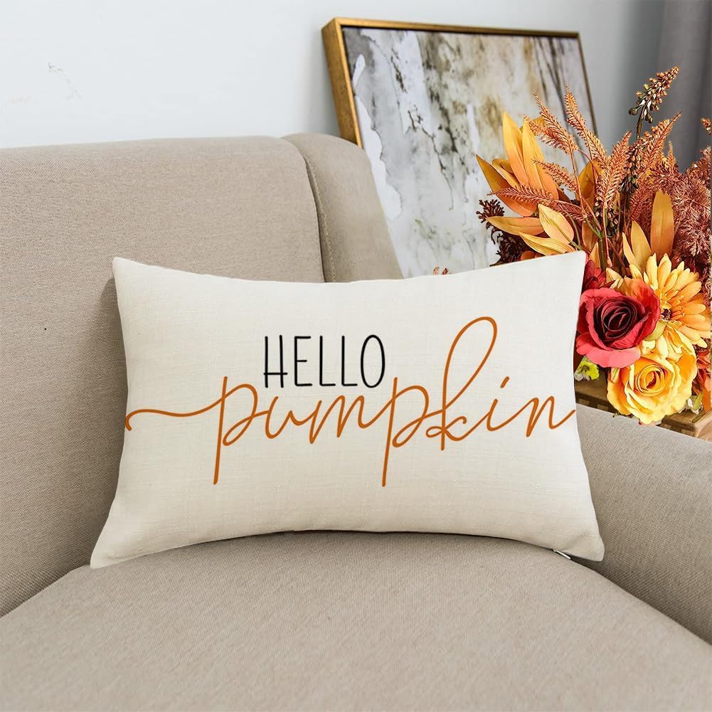RABUSOFA Fall Pillow Covers 12x20 Pumpkin Decor Fall Decorations for Home