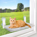 AMOSIJOY Cordless Cat Window Perch, Window Hammock for Cats with 4 Strong Suction Cups, Solid Metal Frame and Soft Cover, Indoor Cat Bed