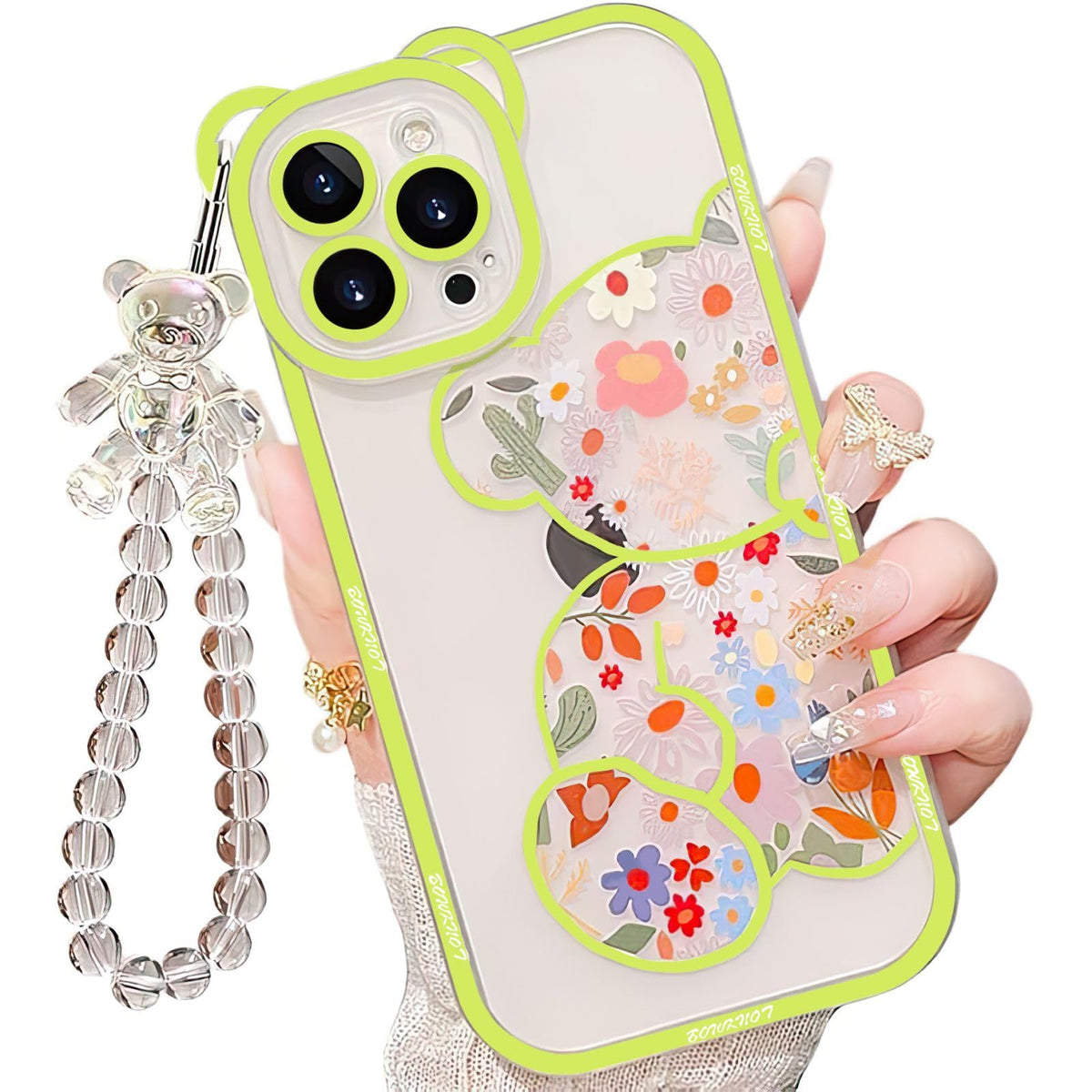 IAIYOXI 3D Cute Cartoon Bear Phone Case for iPhone 15 - Fashionable and Stylish - Funny Pink Bear Design - Soft TPU Protective Case - Kawaii Silicone Cover for Women, Girls, and Kids