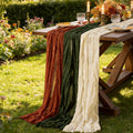 Fall Table Runner Terracotta Cheesecloth Boho Wedding Thanksgiving Decor