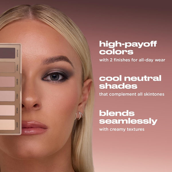 URBAN DECAY Naked 2 Basics Mini Eyeshadow Palette - 6 Matte Neutral Shadows, Long-lasting Wear, Multi-Use Powder for Eye, Contour, Brows, Ultra-Blendable Cool-Tone Shades, Travel Makeup with Mirror