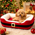 Jetec 26" Christmas Dog Bed, Santa Belt Small Pet Bed for Dogs Cats