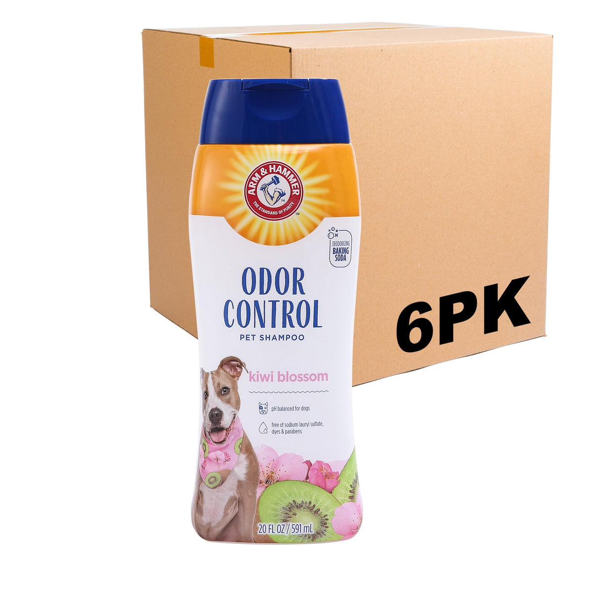 Arm & Hammer Deodorizing Dog Shampoo with Baking Soda for Odor Control, Tearless Moisturizing Formula for Sensitive Skin, Fresh Kiwi Blossom Scent, Safe for Dogs and Puppies, 20 Fl Oz