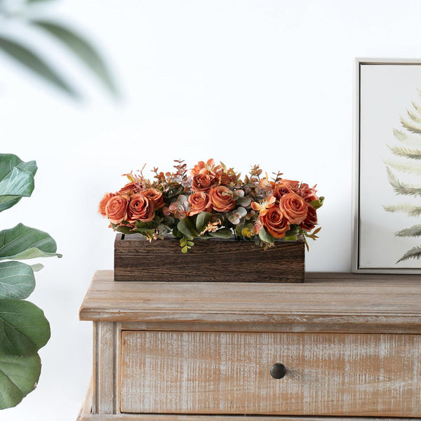 Dahey Artificial Flowers in Wood Box, Fall Centerpieces for Table Decor