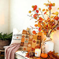 Fall Outdoor Pillow Covers 18x18,Plaid Pumpkin Maple Leaf Decoration