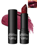 Black Glitter Lipstick,Waterproof Shimmer Lip Gloss,Halloween Gothic Makeup