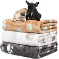 Rezutan 1 Pack 3 Blankets for Dogs, Dog Blanket for Large & Medium Pet Cat, Premium Soft Fluffy Suitable for Dog Kennels & Beds, Sofas, Gifts Puppy Essentials, 41x31inch, Gray/Blue/Beige
