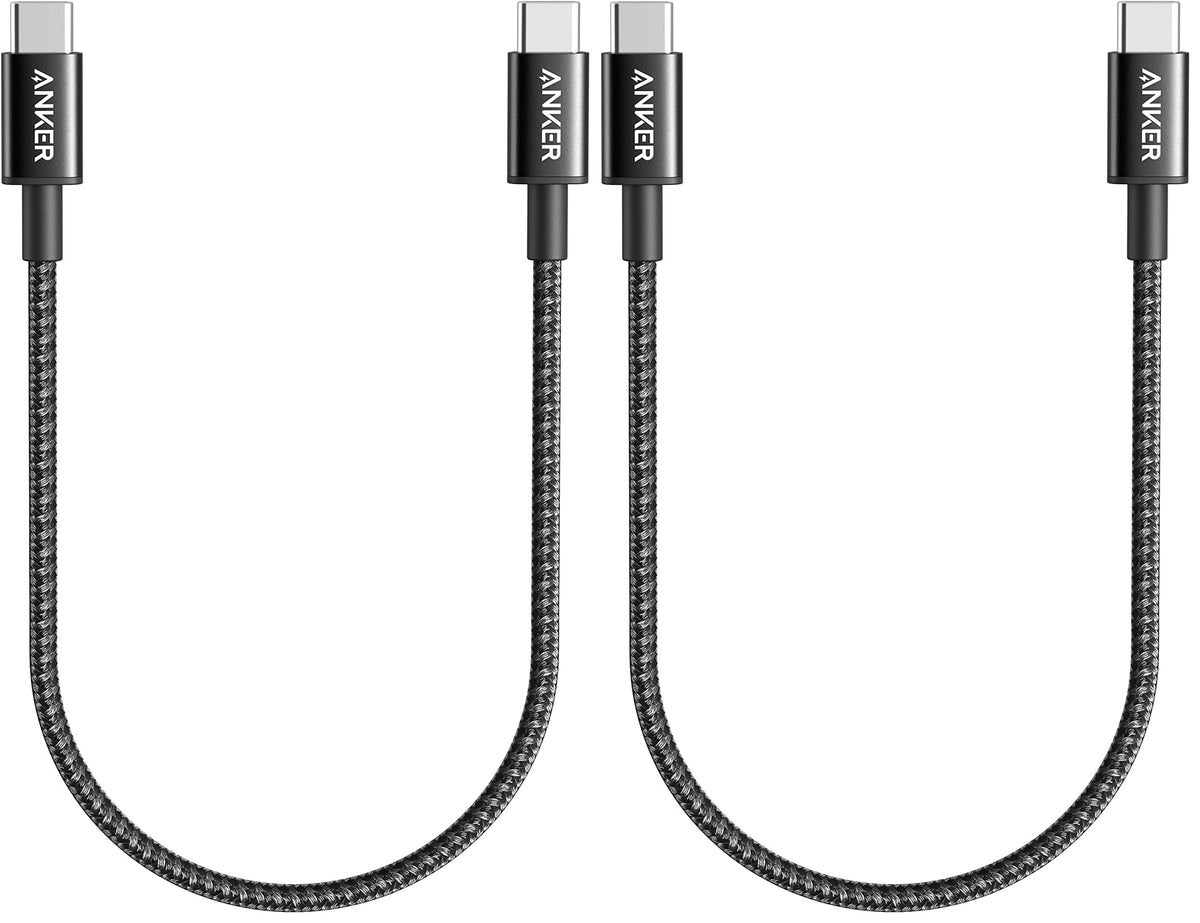 Anker USB C to USB C Cable, 60W Fast Charging Cable (2-Pack, 6 ft, Black)