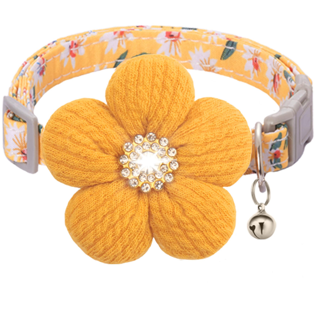 Small Dog Collar with Flower, Spring Dog Collar for Girl Dog Collars for Small Dogs Cute Dog Collar with Bell, Adjustable Length
