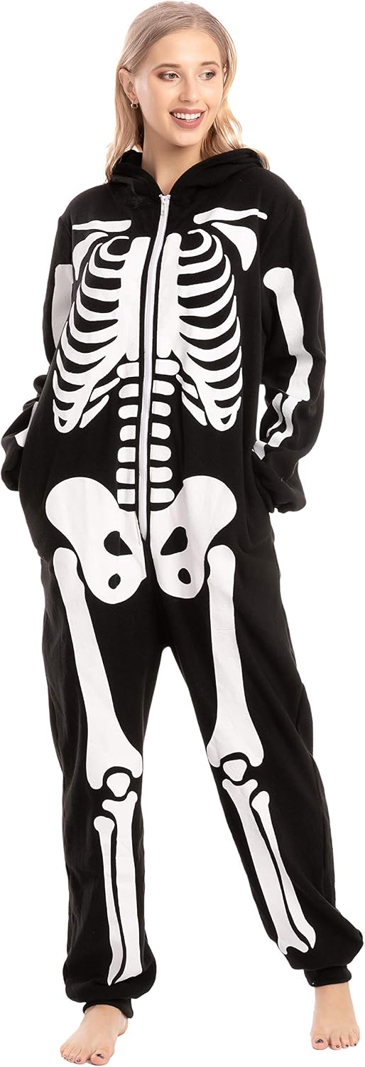 Spooktacular Creations Halloween Skeleton Costume, Unisex Skeleton Costume Jumpsuit for Adult Halloween Themed Parties