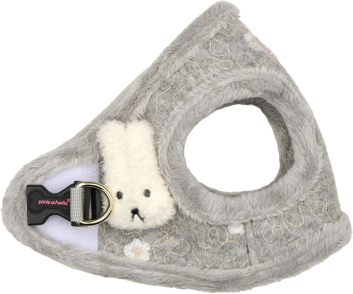 Pinkaholic New York Lidia Vest Dog Harness Step-in Warm Winter Flower Pattern for Small Dog, Light Grey, Large