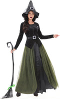 Funna Witch Costume for Women Halloween Dress up Cosplay with Hat
