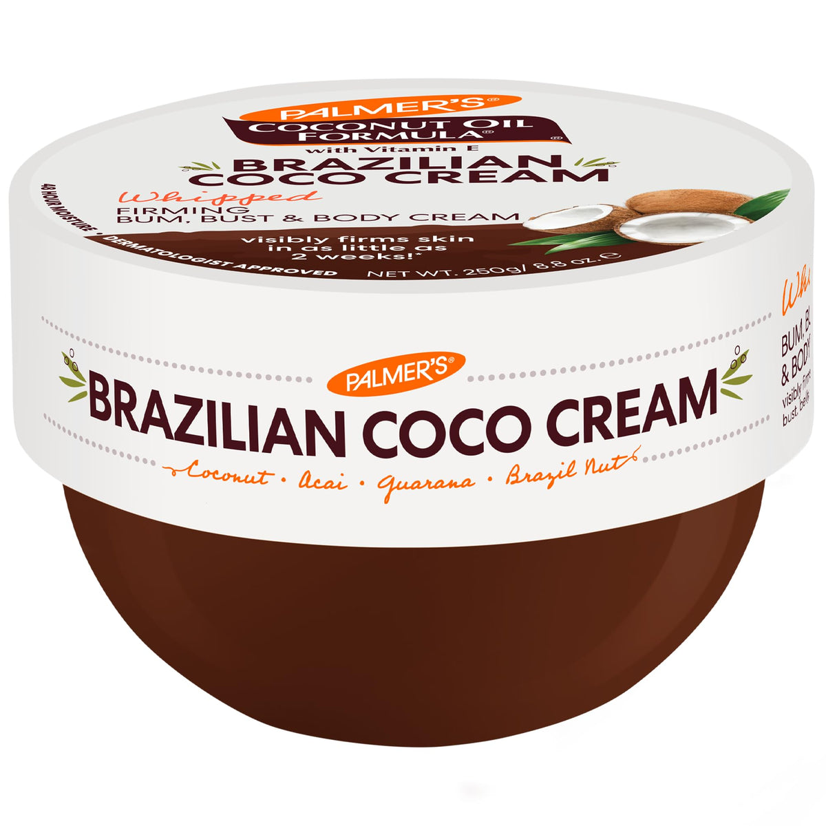 Palmer's Firming Body Cream, Brazilian Coco Coconut Oil Formula (8.8 Fl Oz) | Whipped Bum, Bust & Body Cream, Helps with Skin Tightening, Firming, Guarana, Acai+Brazil Nut, Deep Hydration, 48hr Moisture