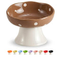 Orange Mushroom Cat Bowl, Elevated Ceramic Bowl for Cats