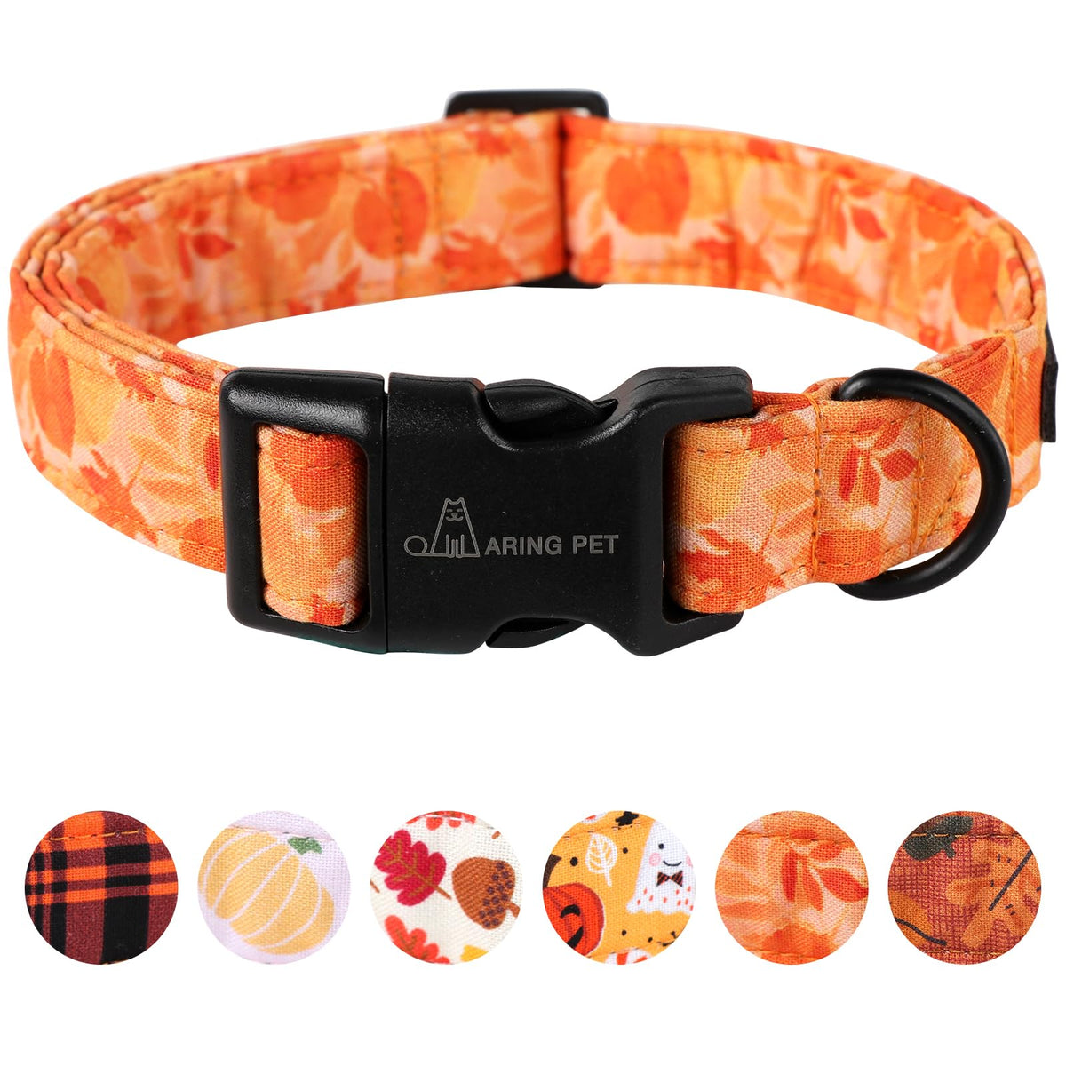 ARING PET Fall Dog Collar-Cotton Maple Leaves Dog Collar for Small Dogs, Adjustable Lightweight Dog Collars with Quick Release Buckle for Small Medium Large Dogs
