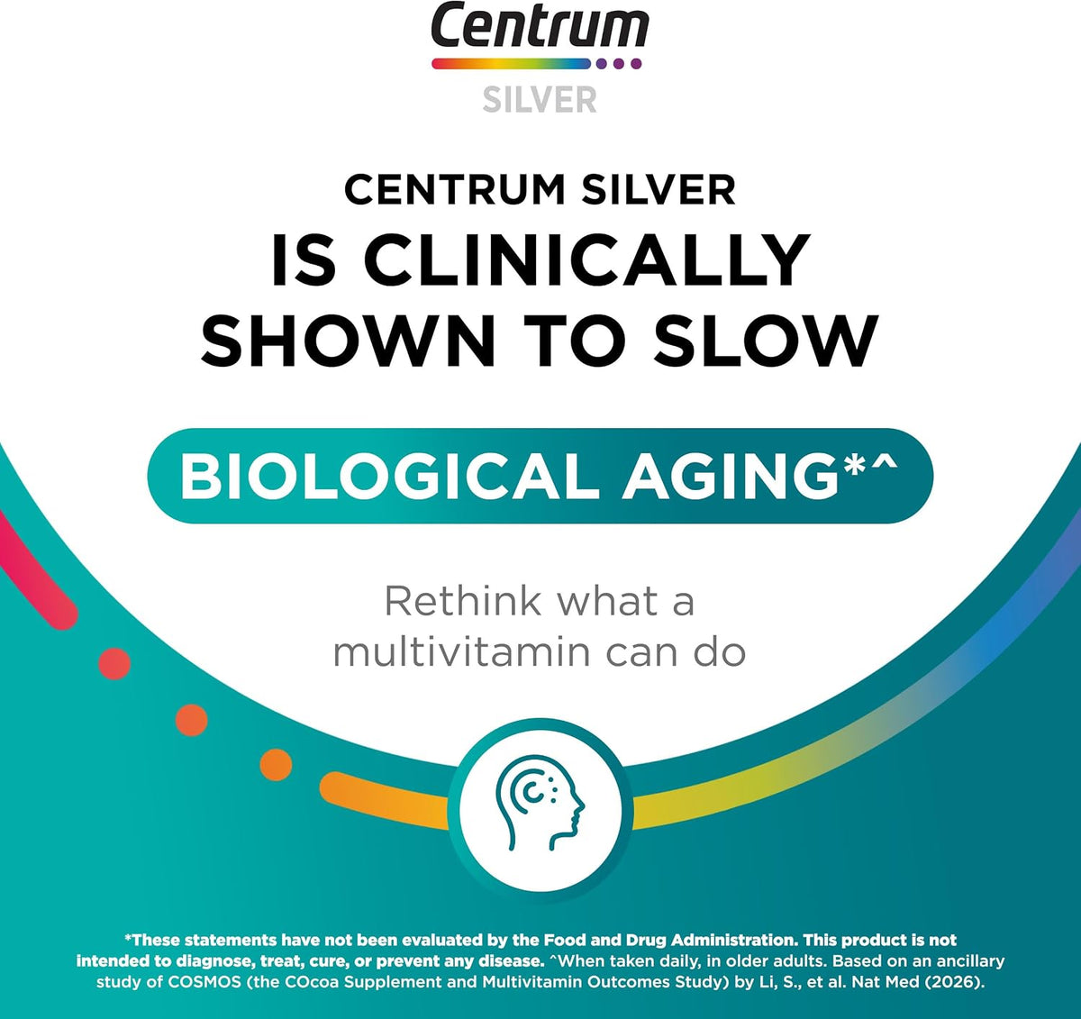 Centrum Silver Multivitamin for Men 50 Plus, Multimineral Supplement, Vitamin D3, B-Vitamins and Zinc, Gluten Free, Non-GMO Ingredients, Supports Memory and Cognition in Older Adults - 100 Ct