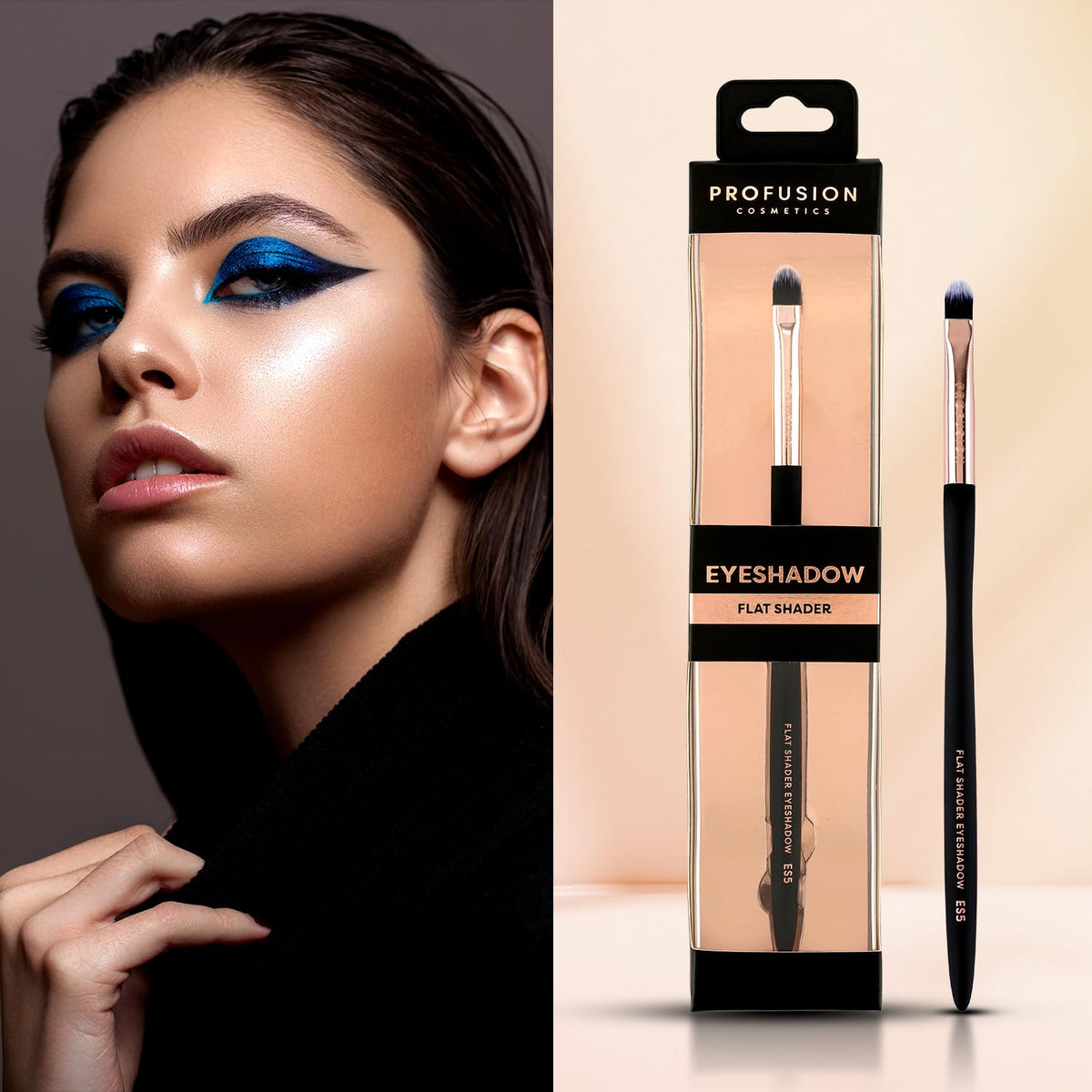 Profusion Cosmetics Flat Shader Eyeshadow Brush – Dense Synthetic Bristles for Smooth Color Packing & Blending, Professional Vegan Makeup Tool