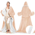 Wearable Heated Blanket with Foot Pocket, Electric Wearable Throw Blanket with Sleeves, Hood, Portable Heated Blanket with 8 Heat Settings, 1-10 Hours Auto Shut-off, Gift for Family, Friends, 50*70"