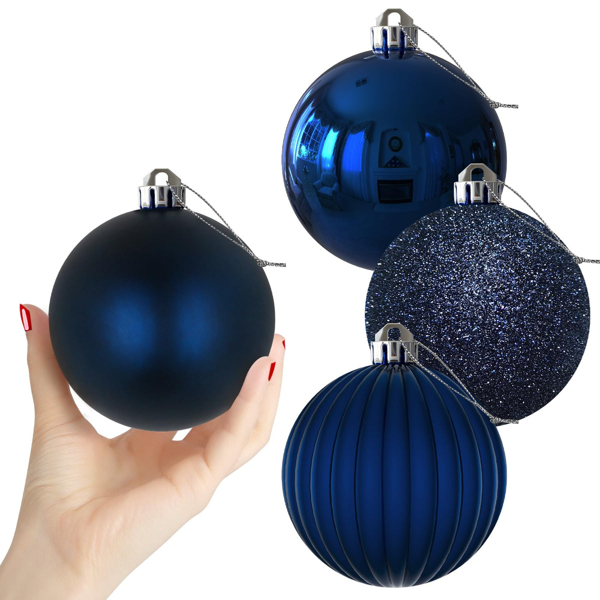 White 4.0" Large Christmas Balls - Christmas Tree Decoration Ornaments Shatterproof Hanging Balls for Birthday Halloween Holiday Wedding Decorations Set of 4pcs