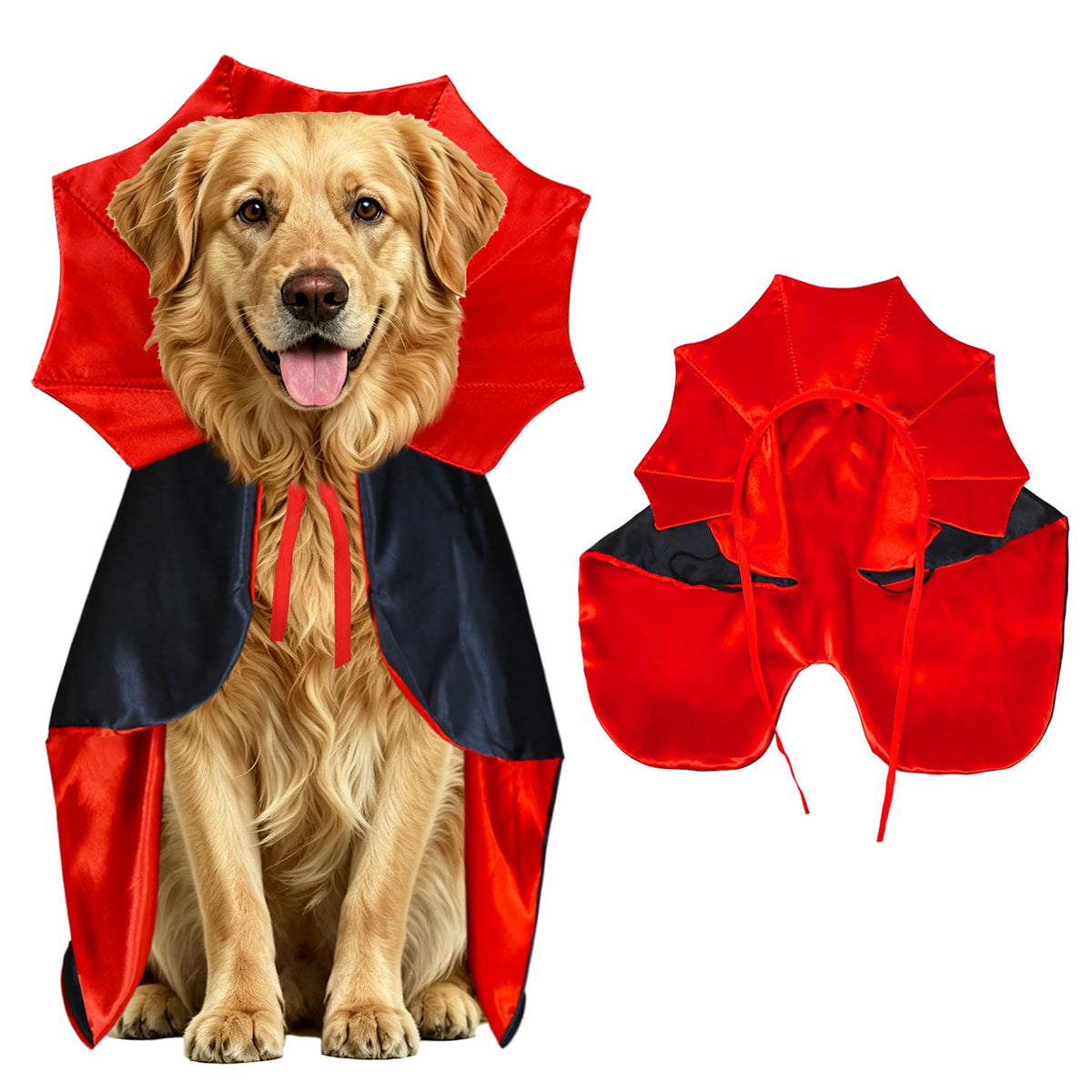 GOYOSWA Dog Halloween Costumes, Dog Vampire Devil Cloak Cape Costume Halloween Costumes for Small Medium Large Dogs Pets (Large)