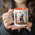 Hyturtle Fall Cat Maple Leaves Coffee Mug with Spoon Gifts on Birthday