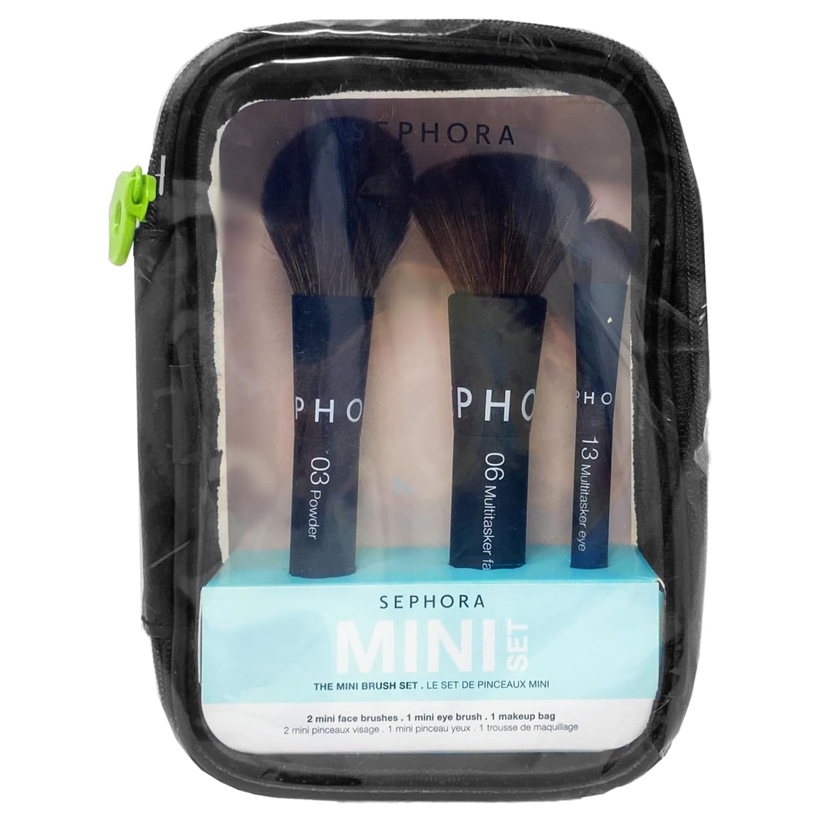 Sephora Collection The Mini Brush Set - 3 Mini Makeup Brushes and 1 Makeup Bag
