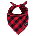 Boy Dog Bandana Large- Blue Black Dog Scarf Buffalo Plaid Printing Adjustable Bib Handkerchief Accessories for Medium Large Dogs (L)