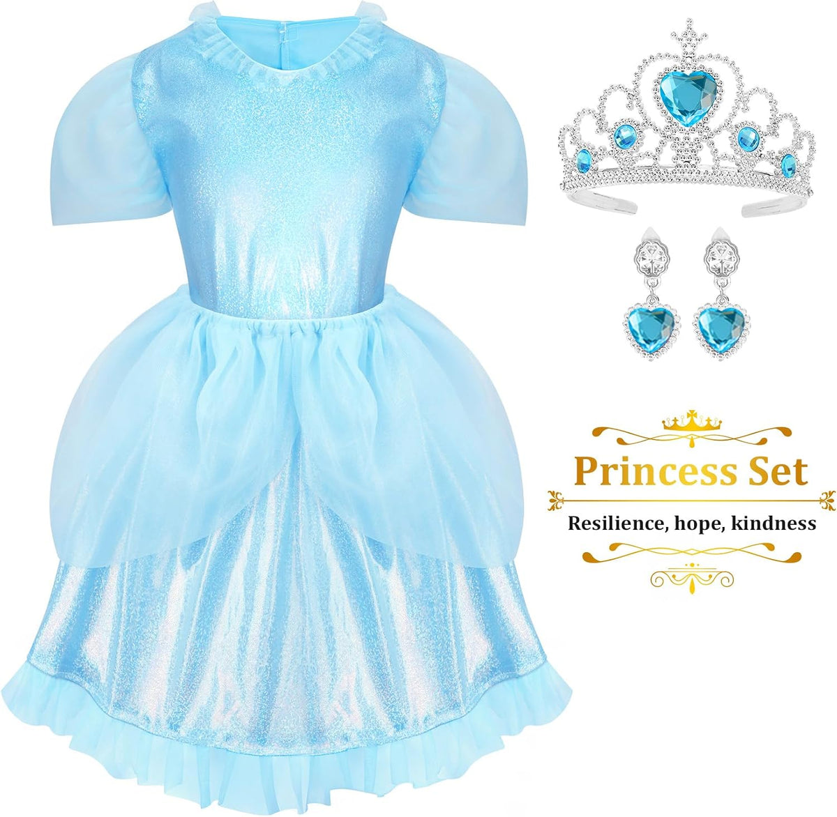 LIMIROLER Princess Dress Up Clothes for Little Girl Role Play Costume Gift Set Princess Dress Up Toys for Toddler Girls