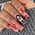 Halloween Press on Nails Medium Almond Ghost Fake Nails 30Pcs
