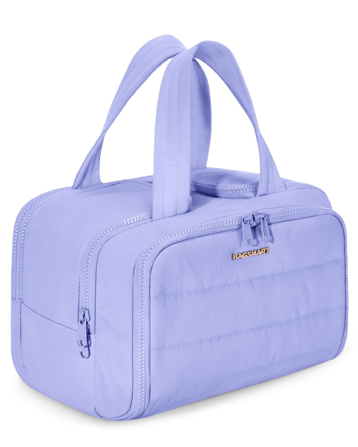 BAGSMART Travel Toiletry Bag, Crush Toiletry Bag for Women, Wide-open Puffy Toiletry Bags for Traveling, Large Travel Cosmetic Makeup Bag Organizer for Accessories,Toiletrie, Beige