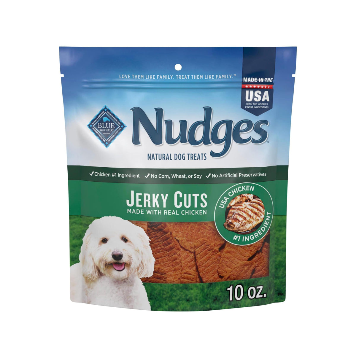 Blue Buffalo Nudges Chicken Jerky Cuts Natural Dog Treats, Tender & Meaty Dog Snacks, Healthy Reward or Training Treat, Made in the USA with Real Chicken, No Artificial Preservatives, 36 oz.