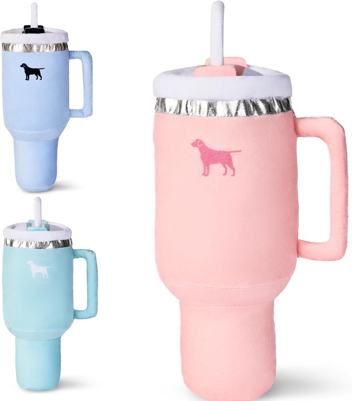 PUPROAR Pup Cup Dog Toy, Cute Birthday Gift for Girl Dogs, Plush Squeaky Puppy Present for Small, Medium & Large Breeds (Pink Peach Dust)