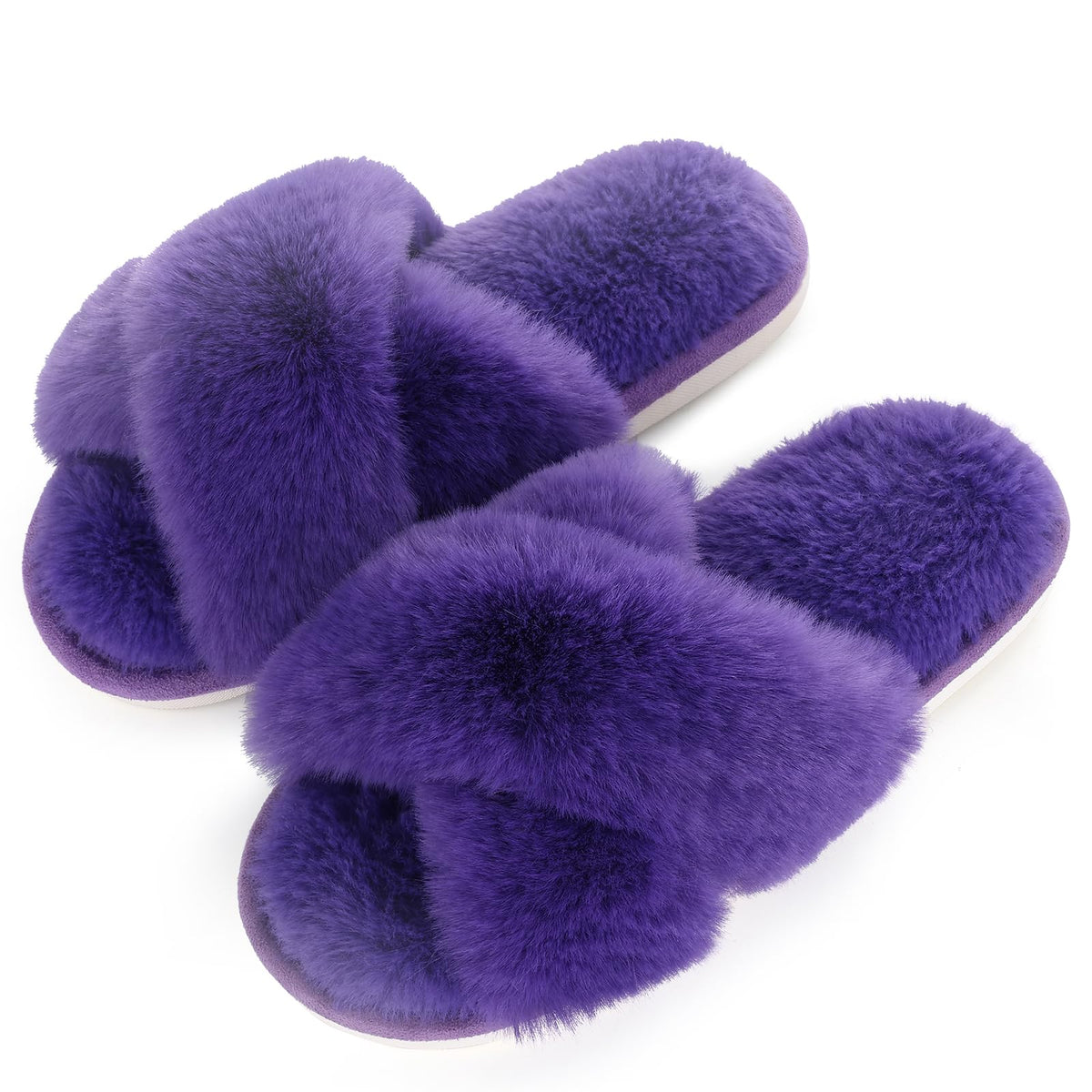 Evshine Memory Foam Fuzzy House Slippers for Women