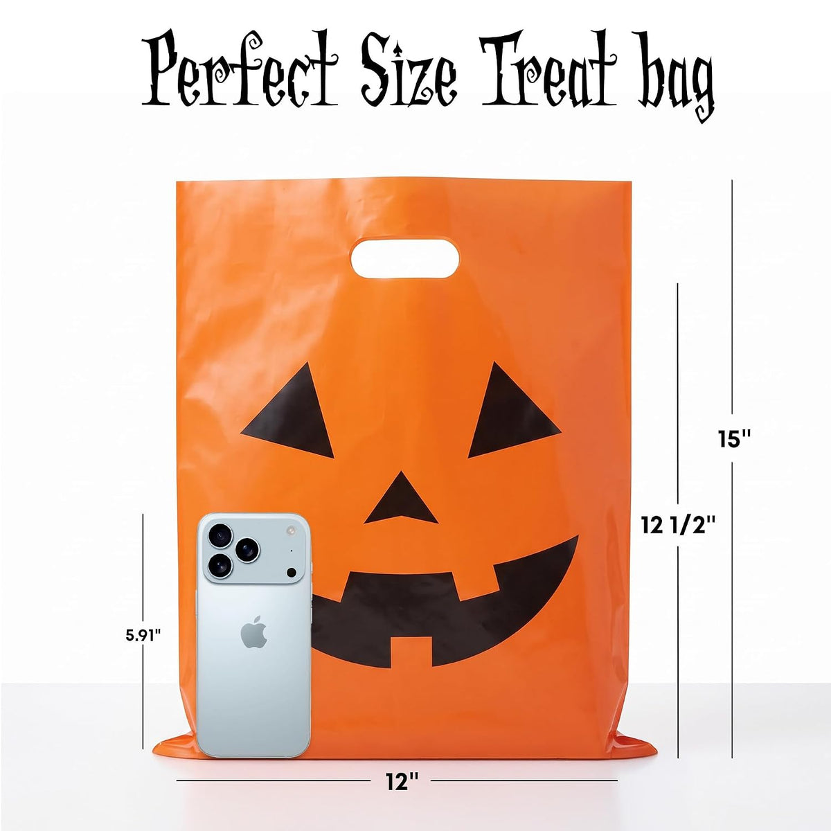 Choice Marts 100 Halloween Candy Bags Bulk 12x15 Treat Bags with Handles