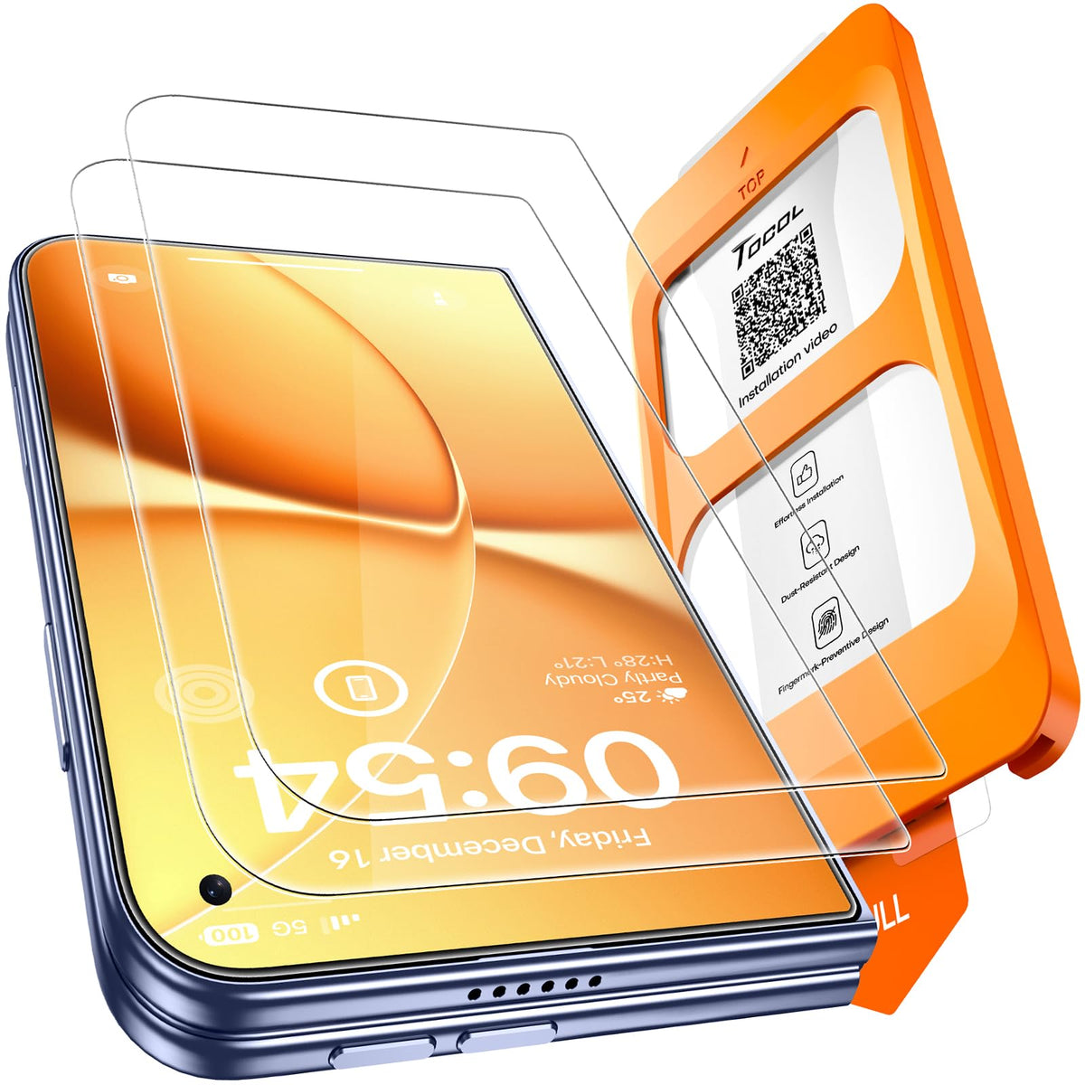 TOCOL for iPhone 15 Pro Screen Protector, Easy Installation