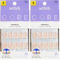 Kiss Core, Press On Nails, Nail glue included, 'Curiosity', White, Medium Size, Almond Shape, Includes 32 Nails, 2g Glue, 1 Manicure Stick, 1 Mini File