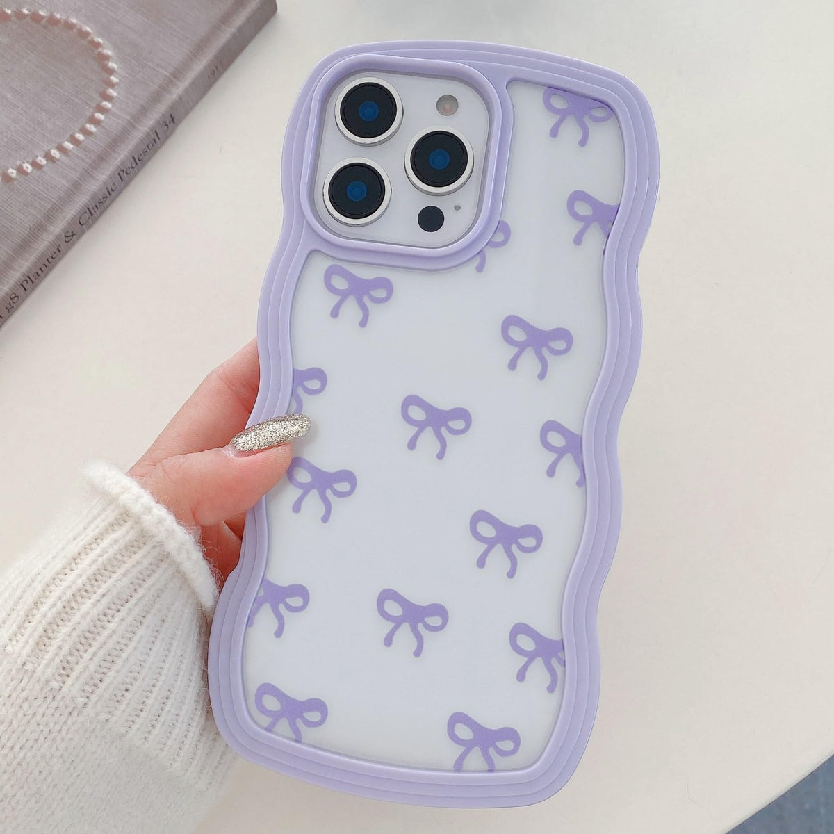 QLTYPRI Bow Case for iPhone 13/iPhone 14 Wavy Fame, Pink