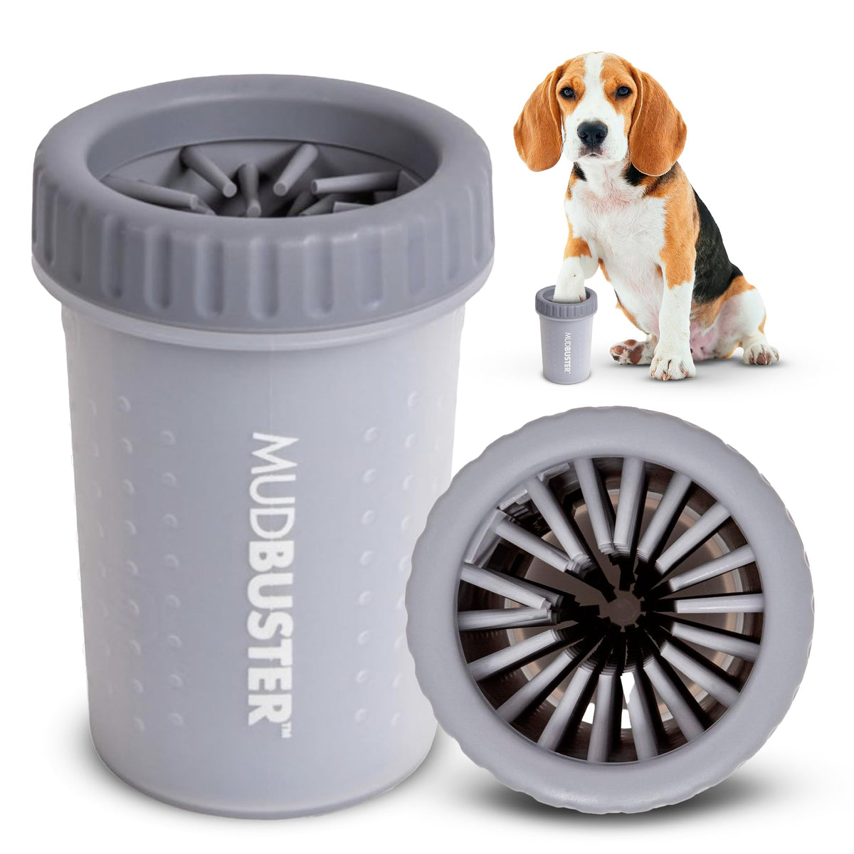 Dexas MudBuster Large Dog Paw Cleaner, Matte Black, Fits 2.5"-3.5" Wide Paws, Gentle Silicone Bristles for Quick, Easy Cleaning