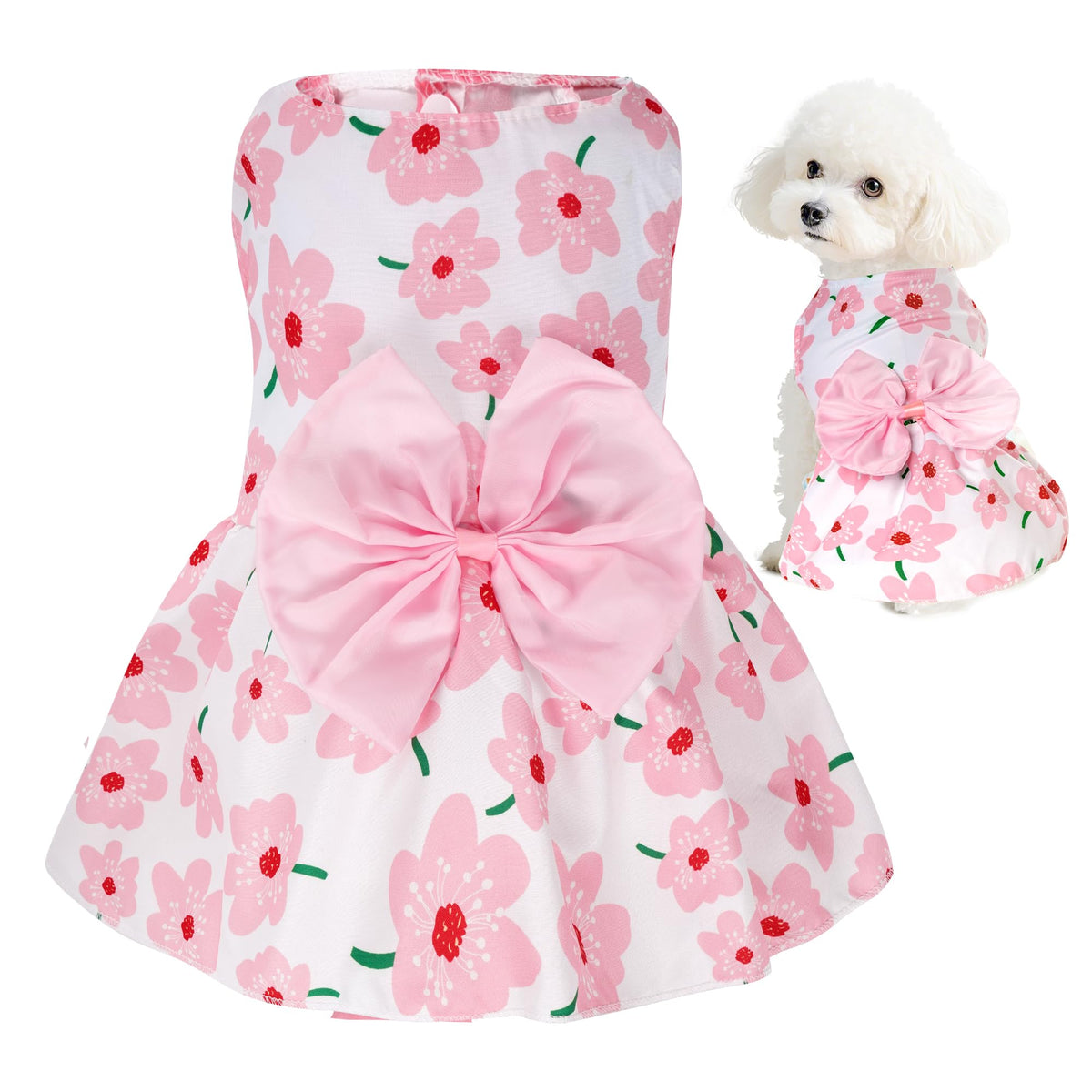 choyaxo Floral Dog Dress Cute Dog Skirt Pet Dress Summer Pet Clothes for Puppy Small Cats