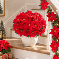 6 Pack Poinsettias Artificial Christmas Flowers Fake Red Poinsettias Flower