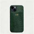 Personalise Gold Silver Initial Letters Leather Case for iPhone 14 15 16 17 Pro max 13 17 Pro Xs Max 12 11 XR 14 15 16 Plus 17air Luxury Lizard Skin Texture PU Cover (Burgundy)