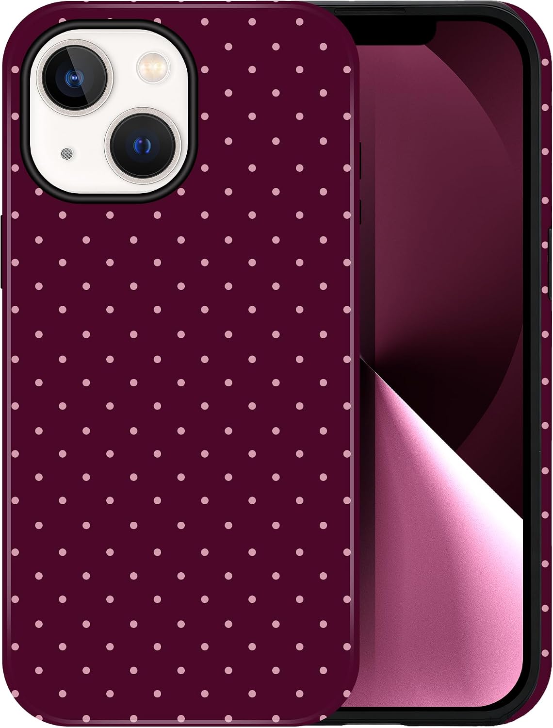 Polka Dot Pattern Phone Case for iPhone 13/14 6.1", Wine