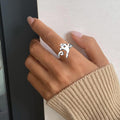 Halloween Black Witch Hat Ghost Band Rings for Women Silver Plated Adjustable Pumpkin Broom Witch Open Wrap Finger Ring Expandable Comfort Fit Fashion Holiday Jewelry for Theme Party